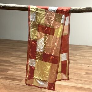 Vintage Oscar de la Renta scarf: orange red gold and yellow